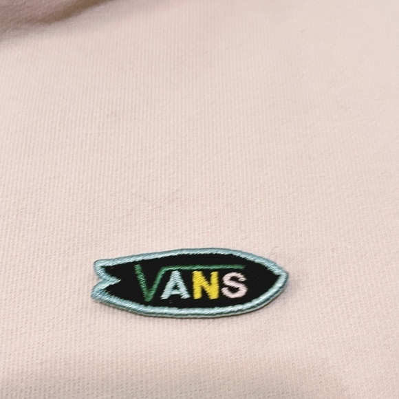 VANS pink & black hooded cropped Lila sweatshirt w. black check. Size Small - Picture 8 of 10